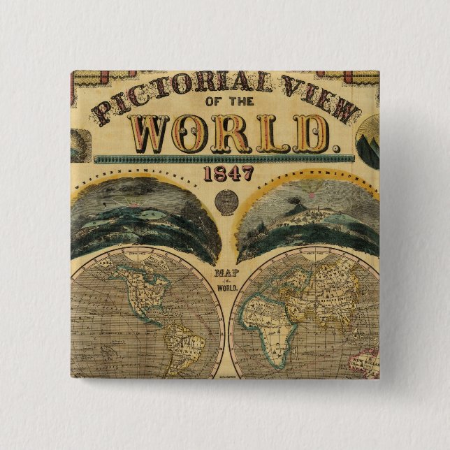 Pictorial View of the World 2 Inch Square Button (Front)