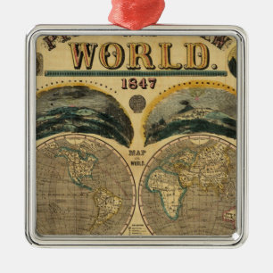 Pictorial View of the World Metal Ornament