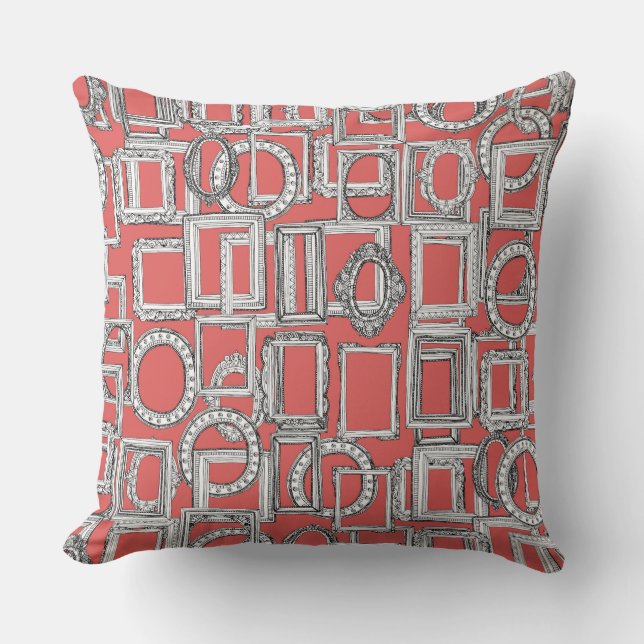 picture frames aplenty coral throw pillow (Front)