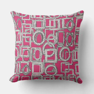 picture frames aplenty fuchsia pink throw pillow