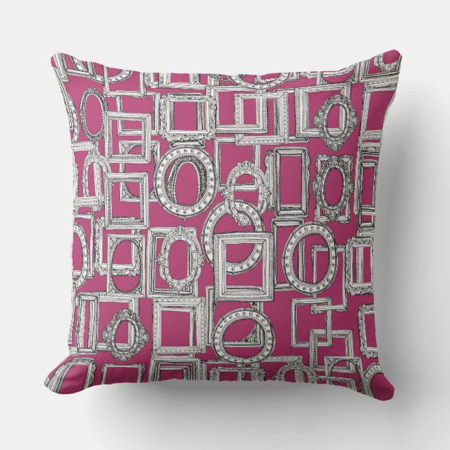 picture frames aplenty fuchsia pink throw pillow (Front)