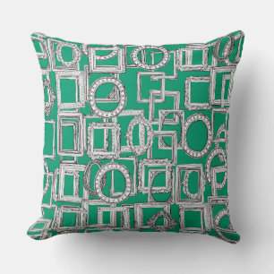 picture frames aplenty green throw pillow