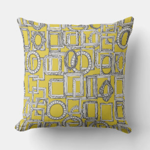 picture frames aplenty yellow throw pillow