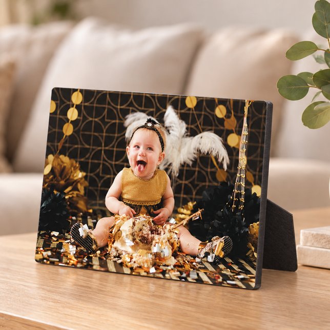 Picture Frames Easel Back Birthday Plaque  (Tabletop easel back plaque put on shelf, desk, counter, stunning crisp image on hardwood panel)