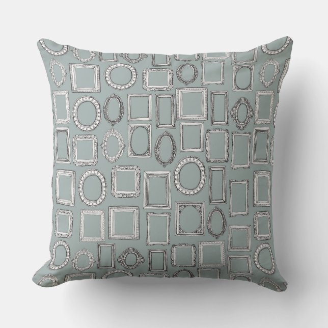 picture frames grey throw pillow (Front)