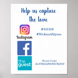 Picture Hashtag wedding information Poster