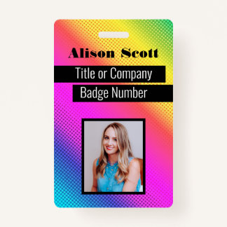 Picture ID Bright Neon Modern Rainbow Business Bad Badge