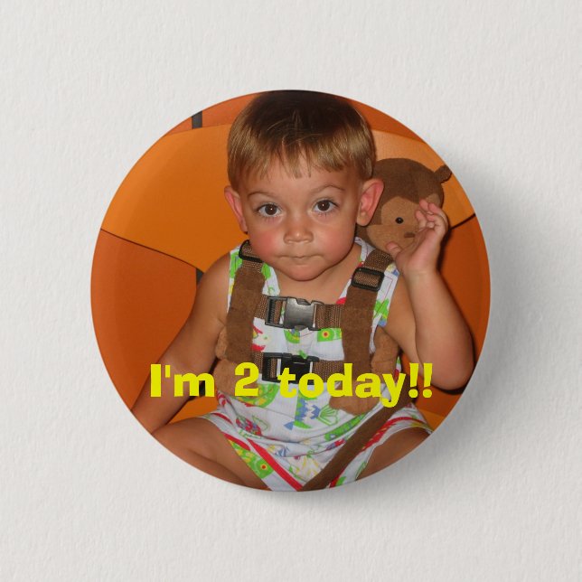 Picture, I'm 2 today!! Inch Round Button (Front)