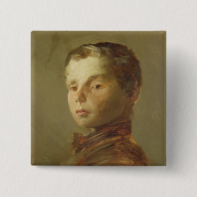 Picture of a Boy, 1875 2 Inch Square Button (Front)