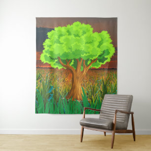 Picture of an Evergreen Tree Artwork - Forest Tree Tapestry