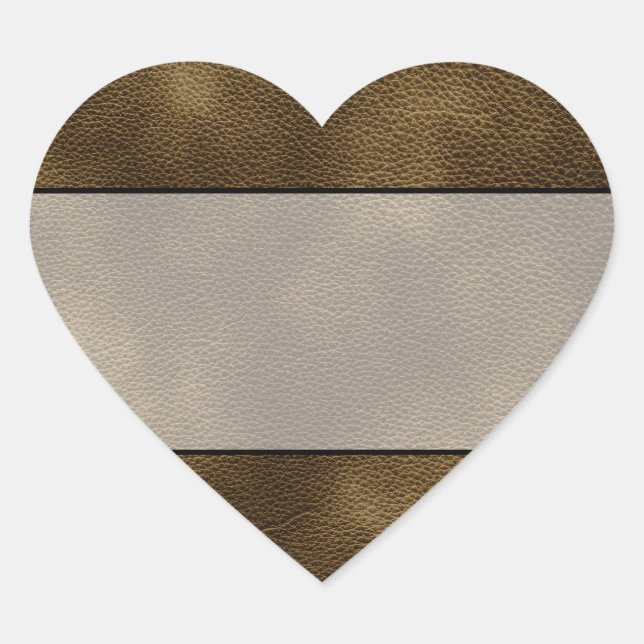 Picture of Brown Leather. Heart Sticker (Front)