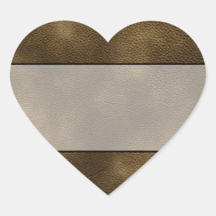 Picture of Brown Leather. Heart Sticker