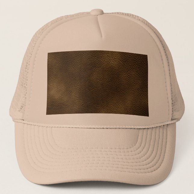 Picture of Brown Leather. Trucker Hat (Front)