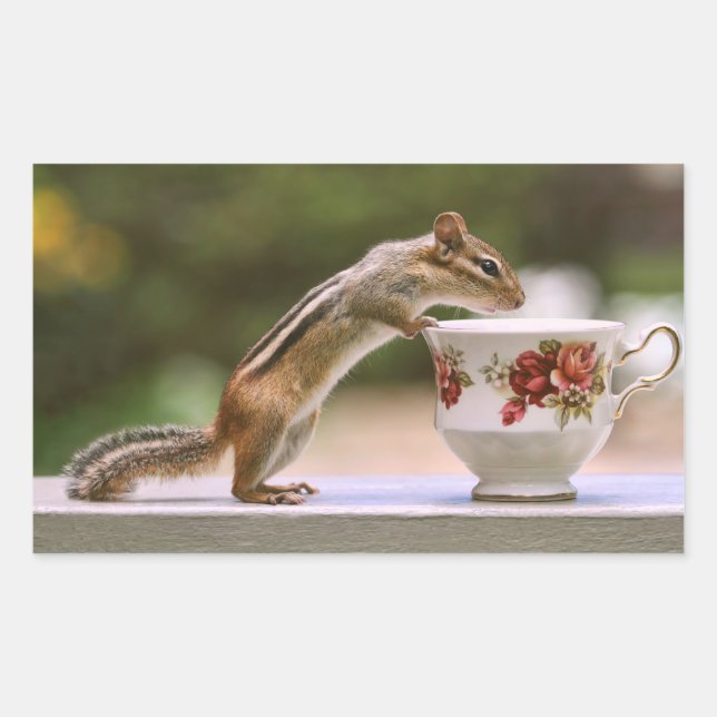 Picture of Chipmunk with China Teacup Sticker (Front)