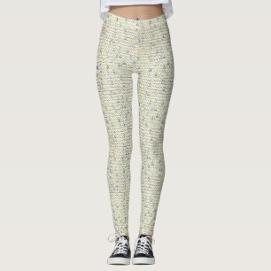 Picture of Cream and Blue Hand Knit Garter Stitch Leggings