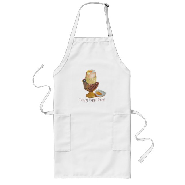 picture of dippy egg in chicken shaped egg cup fun long apron (Front)