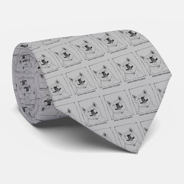 picture of funny akita smiling dog tie (Rolled)