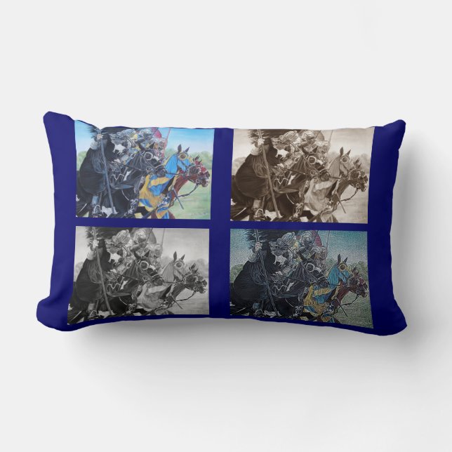 picture of medieval knights jousting on horses lumbar pillow (Front)