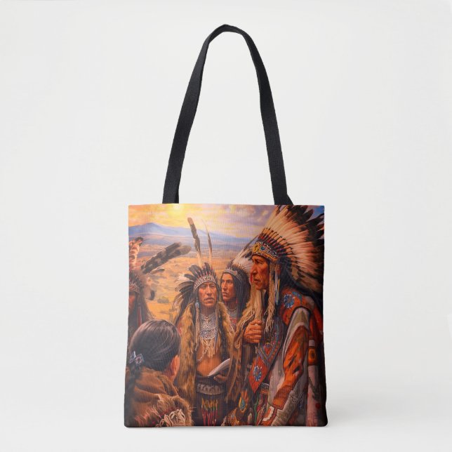 Picture of Native American Indian Tribe Shoulder Tote Bag (Front)