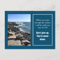 Picture of Ocean With Bible Verse Isaiah 43:2 Blue