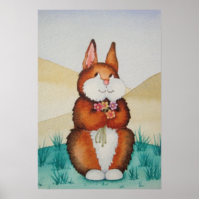 picture of smiling brown bunny rabbit poster (Front)