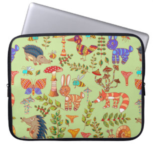 Picture of the forest life. Flora and fauna. Vinta Laptop Sleeve