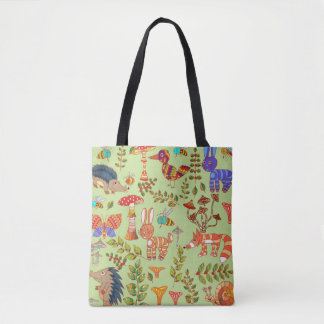 Picture of the forest life. Flora and fauna. Vinta Tote Bag