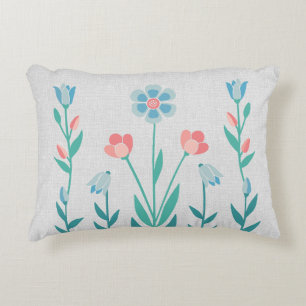 Picture Perfect Garden Floral – Teal & Pink Accent Pillow