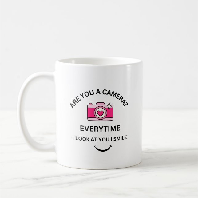 Picture Perfect Love Pink Camera Design Cute Gift Coffee Mug (Left)