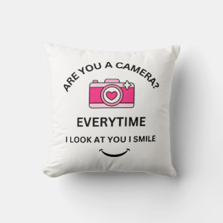 Picture Perfect Love Pink Camera Design Cute GIft Throw Pillow
