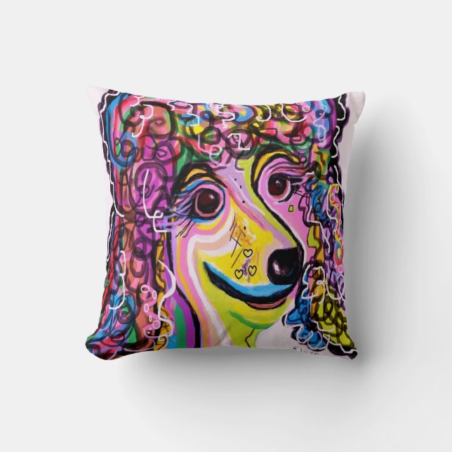 Picture Perfect Poodle Throw Pillow (Front)