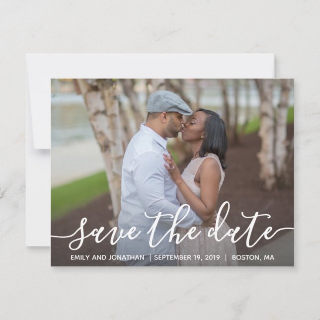 Picture Save the Date Card Horizontal, Modern (Front)