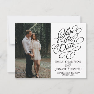Picture Save the Date Card Vertical, Calligraphy