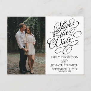 Picture Save The Date Postcard, Calligraphy Postcard