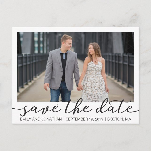 Picture Save The Date Postcard, Photo White Border Postcard (Front)