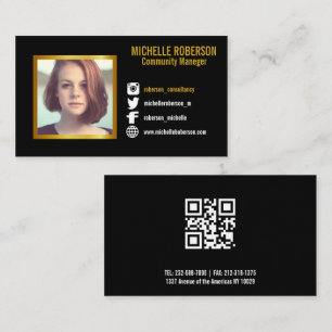 Picture social media icons Qr code or logo Business Card