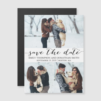 Picture Wedding Save The Date Magnet, Three Photos Magnetic Invitation