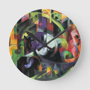 Picture with Cattle by Franz Marc, Vintage Art Round Clock