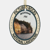 Pictured Rocks National Lakeshore Michigan Badge Ceramic Ornament (Right)