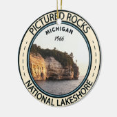 Pictured Rocks National Lakeshore Michigan Badge Ceramic Ornament (Left)