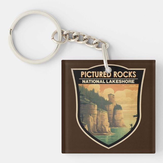 Pictured Rocks National Lakeshore Travel Vintage Keychain (Front)