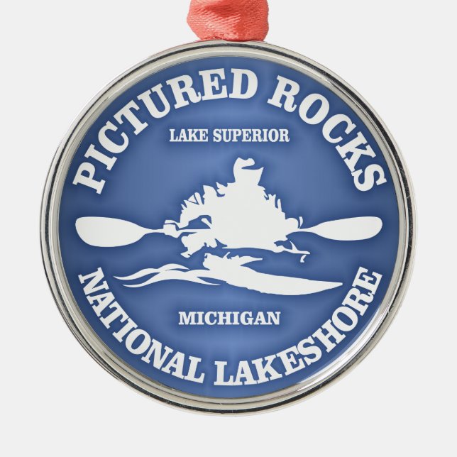 Pictured Rocks (rd) Metal Ornament (Front)