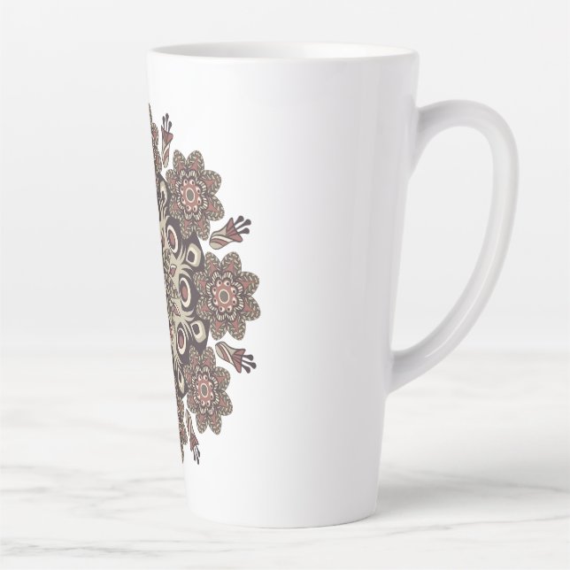 Pictures of mandalas, patterns, circles latte mug (Right)
