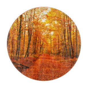 Picturesque Autumn Way Landscape Cutting Board
