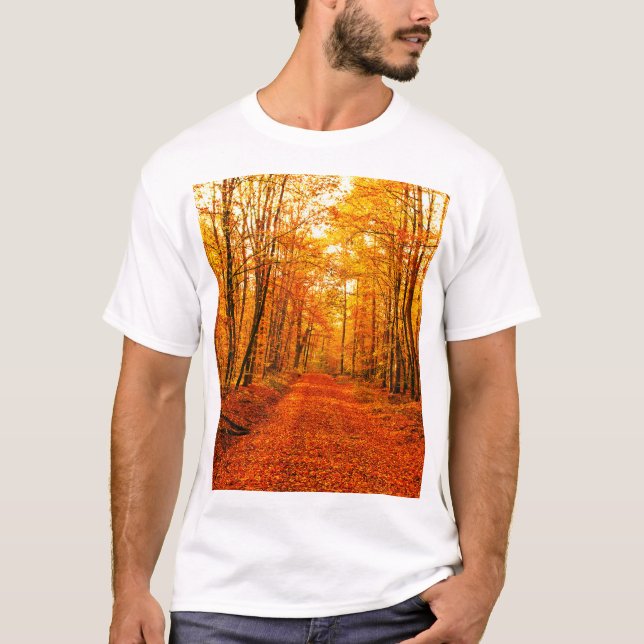 Picturesque Autumn Way Landscape T-Shirt (Front)