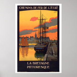 Picturesque Brittany France Vintage Travel Poster