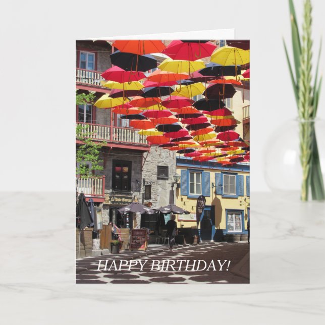 Picturesque Colourful Umbrellas and Unique Message Card (Front)