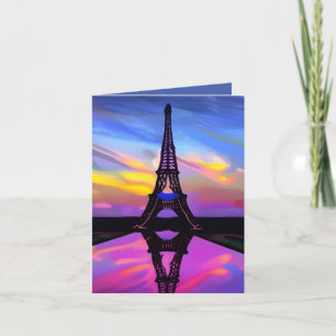 Picturesque Eiffel Tower In A Glowing Sunset Card