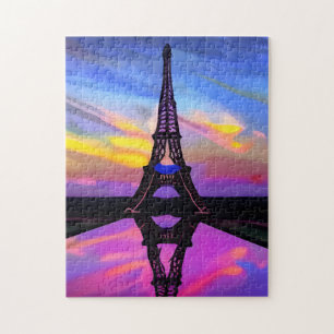 Picturesque Eiffel Tower In A Glowing Sunset Jigsaw Puzzle