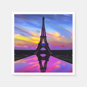 Picturesque Eiffel Tower In A Glowing Sunset Napkin